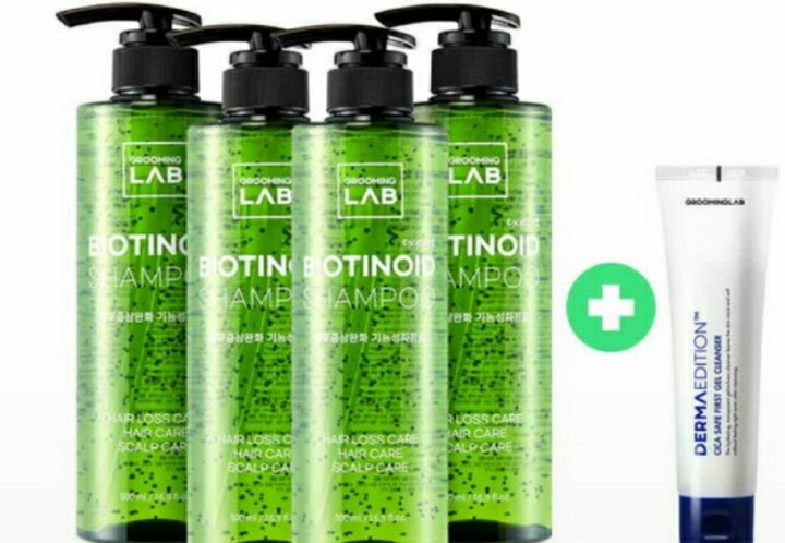 Grooming Lab Biotinoid Anti-Hair Loss & Dandruff Oily Scalp Shampoo, 4-Pack (500ml Each)